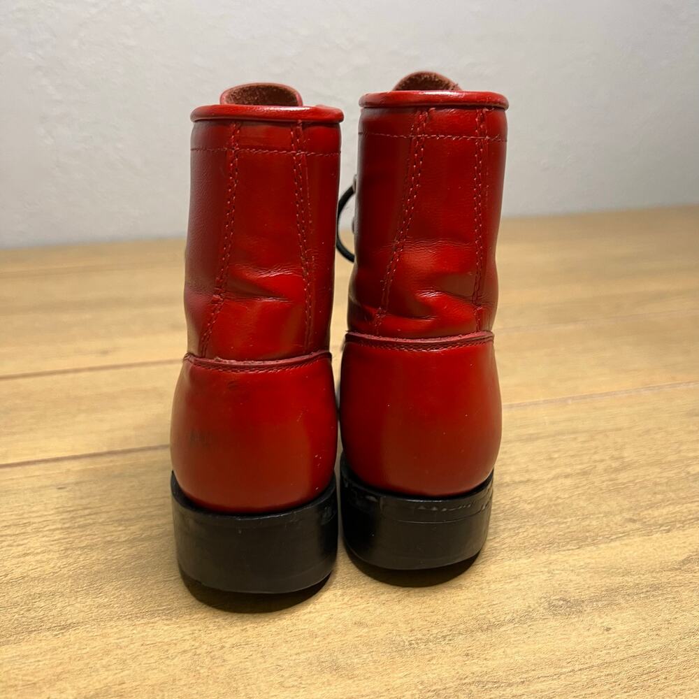 Vintage Justin Junior 503C Red Ankle Cowboy Western Lace-Up Boot Kids 9 D boho - Picture 4 of 13